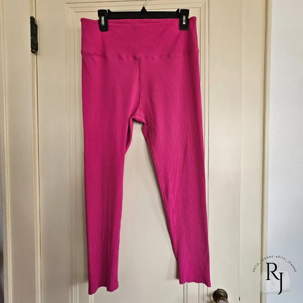 Carbon38 Ribbed 7/8 Legging β XXL β Neon Pink β Sculpting High Rise - Picture 5 of 11
